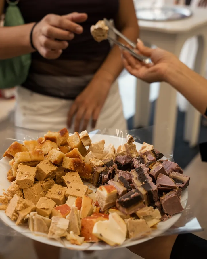 A plate of turrón shared during a tasting